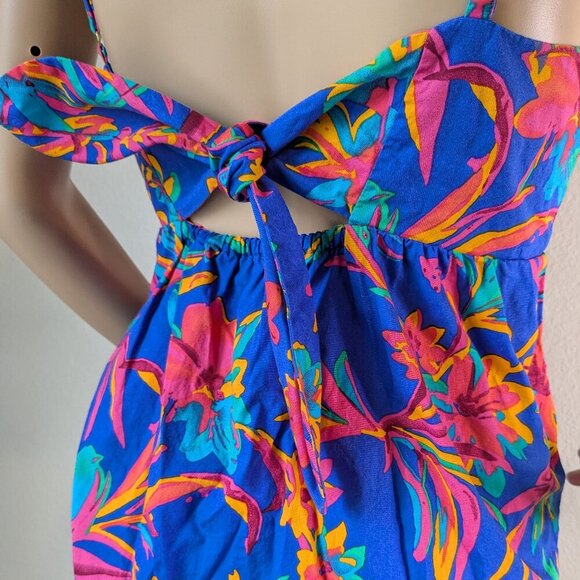 J. Crew Top Size 8 Tropical Floral Tie-back Strappy Flowy Spaghetti Strap #BQ035 - Picture 8 of 16